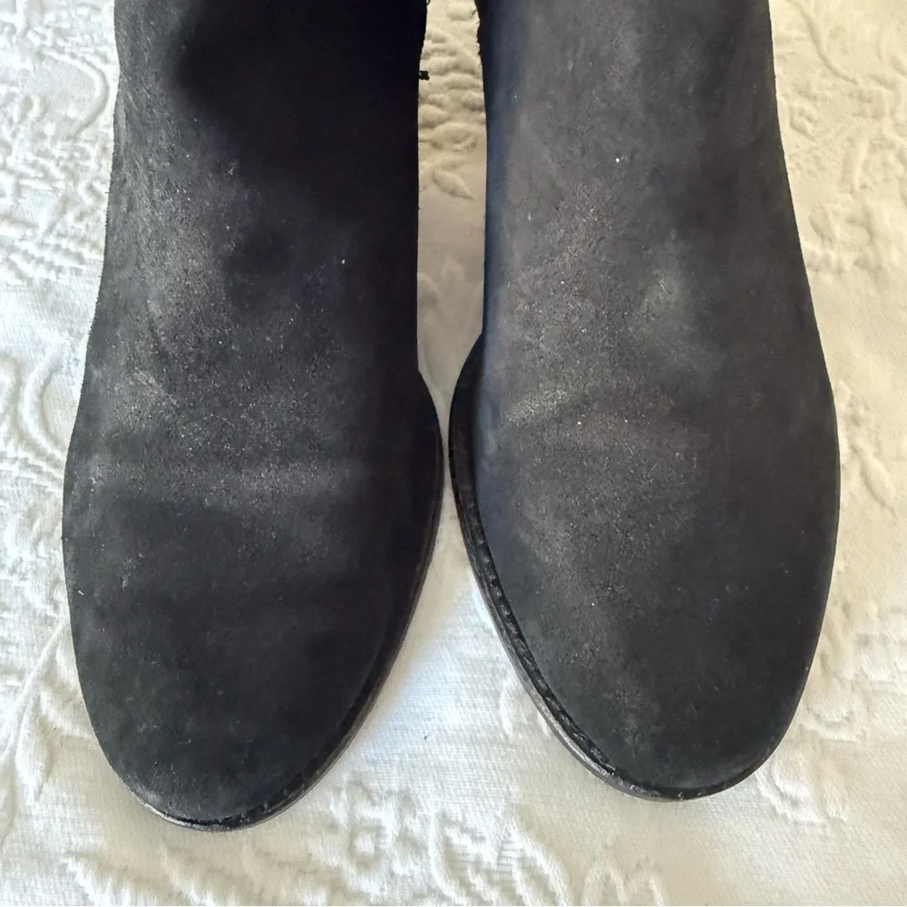 Ivanka Trump Black Folli Suede Ankle Boots Block Heel. Size 8